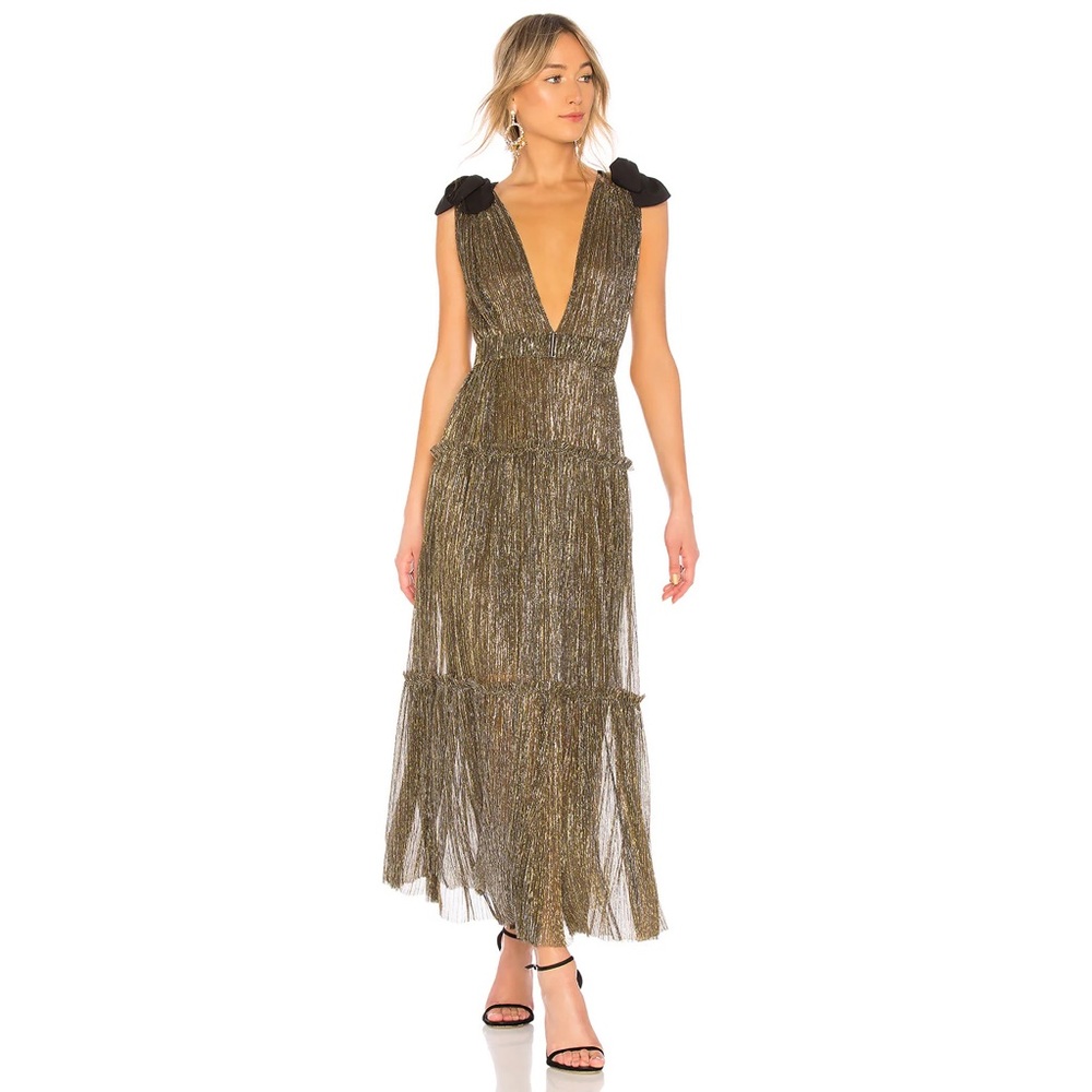 Sabina Musayev Ray Dress Gold Metallic